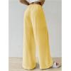 imageWomens Elastic Drawstring Waist Wide Leg Pants Loose Fit Sheer Cover Up Beach Pants Lounge with PocketYellow