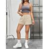 imageWomens Elastic High Waisted Track Shorts Casual Wide Leg Textured Drawstring Mini ShortsApricot