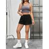 imageWomens Elastic High Waisted Track Shorts Casual Wide Leg Textured Drawstring Mini ShortsBlack