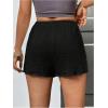 imageWomens Elastic High Waisted Track Shorts Casual Wide Leg Textured Drawstring Mini ShortsBlack