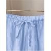 imageWomens Elastic High Waisted Track Shorts Casual Wide Leg Textured Drawstring Mini ShortsLight Blue