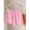 imageWomens Elastic High Waisted Track Shorts Casual Wide Leg Textured Drawstring Mini ShortsLight Pink