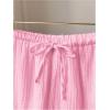 imageWomens Elastic High Waisted Track Shorts Casual Wide Leg Textured Drawstring Mini ShortsLight Pink