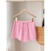 imageWomens Elastic High Waisted Track Shorts Casual Wide Leg Textured Drawstring Mini ShortsLight Pink