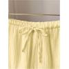 imageWomens Elastic High Waisted Track Shorts Casual Wide Leg Textured Drawstring Mini ShortsMustard Yellow