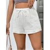 imageWomens Elastic High Waisted Track Shorts Casual Wide Leg Textured Drawstring Mini ShortsWhite