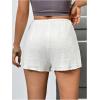 imageWomens Elastic High Waisted Track Shorts Casual Wide Leg Textured Drawstring Mini ShortsWhite