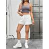 imageWomens Elastic High Waisted Track Shorts Casual Wide Leg Textured Drawstring Mini ShortsWhite