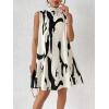 imageWomens High Neck Tie Back Graphic Casual Tank Dresses Sleeveless Swing Flowy A Line DressMulticolor