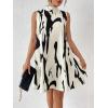imageWomens High Neck Tie Back Graphic Casual Tank Dresses Sleeveless Swing Flowy A Line DressMulticolor