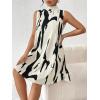 imageWomens High Neck Tie Back Graphic Casual Tank Dresses Sleeveless Swing Flowy A Line DressMulticolor