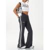 imageWomens High Waist V Crossover Flare Pants Letter Striped Bell Bottoms Workout Yoga LeggingsDark Grey