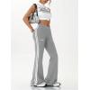 imageWomens High Waist V Crossover Flare Pants Letter Striped Bell Bottoms Workout Yoga LeggingsGrey
