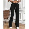 imageWomens High Waisted Crossover Flare Leg Sweatpants Baggy Drawstring Athletic Joggers Casual Workout Yoga PantsBlack