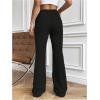 imageWomens High Waisted Crossover Flare Leg Sweatpants Baggy Drawstring Athletic Joggers Casual Workout Yoga PantsBlack