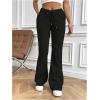 imageWomens High Waisted Crossover Flare Leg Sweatpants Baggy Drawstring Athletic Joggers Casual Workout Yoga PantsBlack