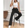 imageWomens High Waisted Crossover Flare Leg Sweatpants Baggy Drawstring Athletic Joggers Casual Workout Yoga PantsBlack
