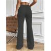 imageWomens High Waisted Crossover Flare Leg Sweatpants Baggy Drawstring Athletic Joggers Casual Workout Yoga PantsDeep Grey