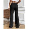 imageWomens High Waisted Crossover Flare Leg Sweatpants Baggy Drawstring Athletic Joggers Casual Workout Yoga PantsPure Black