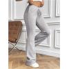 imageWomens High Waisted Crossover Flare Leg Sweatpants Baggy Drawstring Athletic Joggers Casual Workout Yoga PantsPure Grey