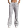 imageWomens High Waisted Crossover Flare Leg Sweatpants Baggy Drawstring Athletic Joggers Casual Workout Yoga PantsPure Grey