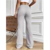 imageWomens High Waisted Crossover Flare Leg Sweatpants Baggy Drawstring Athletic Joggers Casual Workout Yoga PantsPure Grey