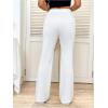 imageWomens High Waisted Crossover Flare Leg Sweatpants Baggy Drawstring Athletic Joggers Casual Workout Yoga PantsPure White