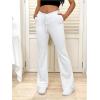 imageWomens High Waisted Crossover Flare Leg Sweatpants Baggy Drawstring Athletic Joggers Casual Workout Yoga PantsPure White