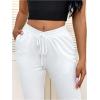 imageWomens High Waisted Crossover Flare Leg Sweatpants Baggy Drawstring Athletic Joggers Casual Workout Yoga PantsPure White