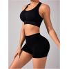 imageWomens Leopard Print High Waisted Sports Biker Shorts Tummy Control Stretchy ShortsBlack