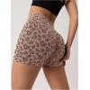 imageWomens Leopard Print High Waisted Sports Biker Shorts Tummy Control Stretchy ShortsBrown