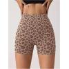 imageWomens Leopard Print High Waisted Sports Biker Shorts Tummy Control Stretchy ShortsBrown