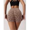 imageWomens Leopard Print High Waisted Sports Biker Shorts Tummy Control Stretchy ShortsBrown
