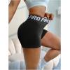 imageWomens Leopard Print High Waisted Sports Biker Shorts Tummy Control Stretchy ShortsPure Black