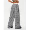 imageWomens Letter Leopard Print Straight Leg Pants Elastic Waist Y2K Trousers Bottoms with PocketsBlack