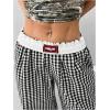 imageWomens Letter Leopard Print Straight Leg Pants Elastic Waist Y2K Trousers Bottoms with PocketsBlack