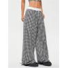 imageWomens Letter Leopard Print Straight Leg Pants Elastic Waist Y2K Trousers Bottoms with PocketsBlack
