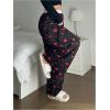 imageWomens Letter Leopard Print Straight Leg Pants Elastic Waist Y2K Trousers Bottoms with PocketsBlack Heart