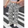 imageWomens Letter Leopard Print Straight Leg Pants Elastic Waist Y2K Trousers Bottoms with PocketsBlack Zebra