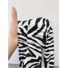 imageWomens Letter Leopard Print Straight Leg Pants Elastic Waist Y2K Trousers Bottoms with PocketsBlack Zebra