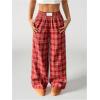 imageWomens Letter Leopard Print Straight Leg Pants Elastic Waist Y2K Trousers Bottoms with PocketsLight Red