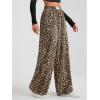 imageWomens Letter Leopard Print Straight Leg Pants Elastic Waist Y2K Trousers Bottoms with PocketsMix Brown