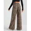 imageWomens Letter Leopard Print Straight Leg Pants Elastic Waist Y2K Trousers Bottoms with PocketsPure Khaki