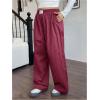imageWomens Letter Leopard Print Straight Leg Pants Elastic Waist Y2K Trousers Bottoms with PocketsRed and White