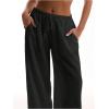 imageWomens Linen Pants Wide Leg Loose Cotton Swimsuit Coverups Summer Pants Beach Vacation OutfitsBlack