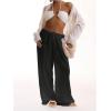 imageWomens Linen Pants Wide Leg Loose Cotton Swimsuit Coverups Summer Pants Beach Vacation OutfitsBlack