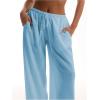 imageWomens Linen Pants Wide Leg Loose Cotton Swimsuit Coverups Summer Pants Beach Vacation OutfitsLight Blue