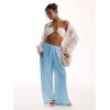 imageWomens Linen Pants Wide Leg Loose Cotton Swimsuit Coverups Summer Pants Beach Vacation OutfitsLight Blue