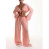 imageWomens Linen Pants Wide Leg Loose Cotton Swimsuit Coverups Summer Pants Beach Vacation OutfitsOrange