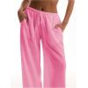 imageWomens Linen Pants Wide Leg Loose Cotton Swimsuit Coverups Summer Pants Beach Vacation OutfitsPink